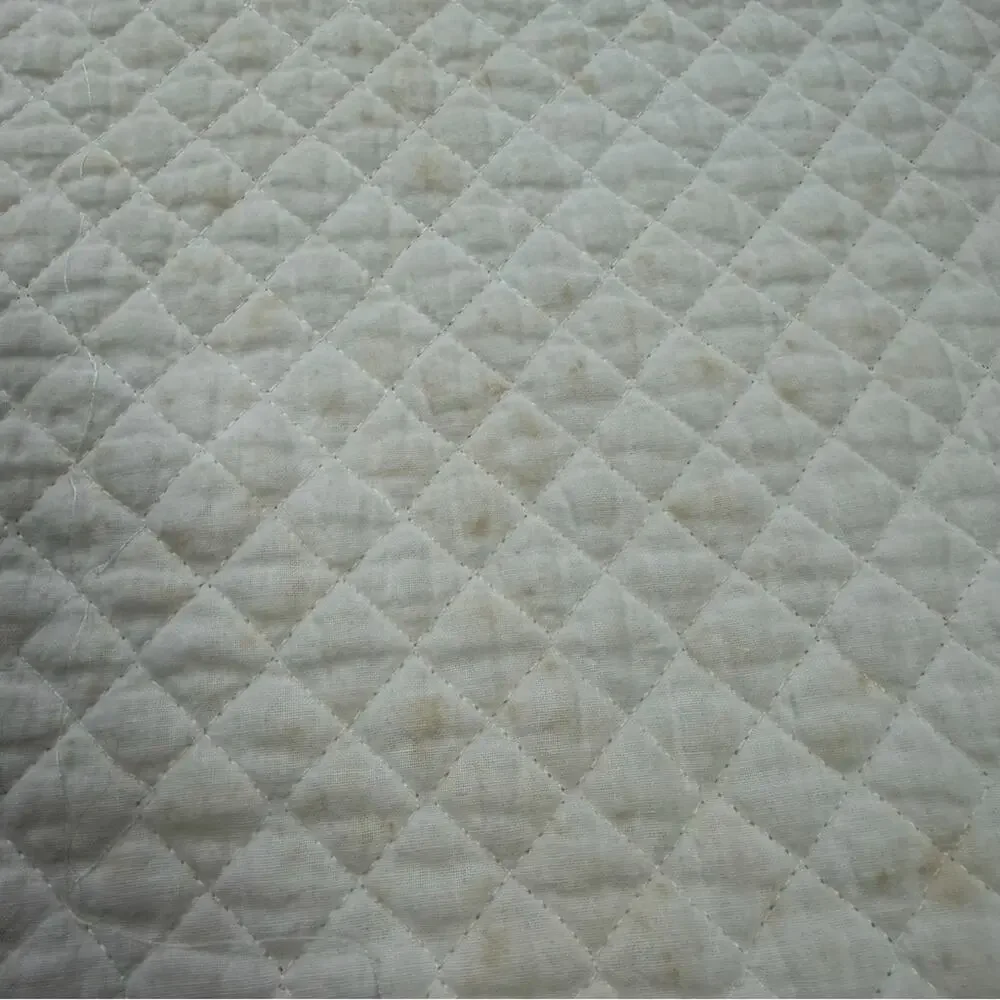 Vintage Handmade Embroidered Gingerbread House Baby Quilt 36x55